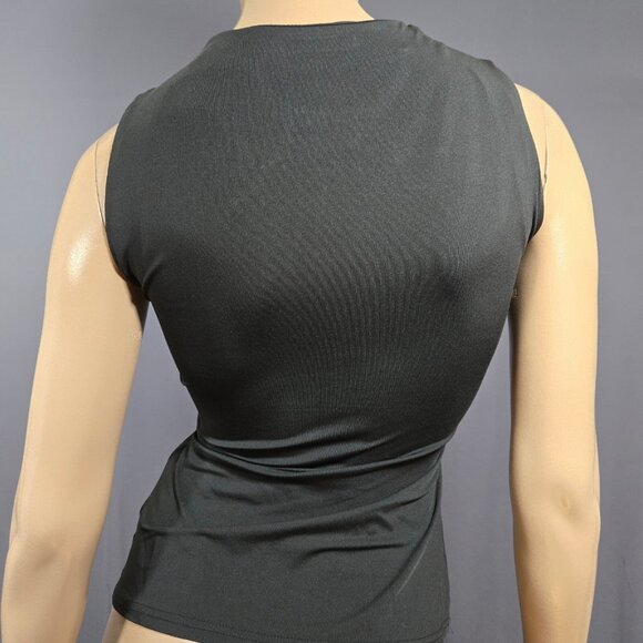 Y2K Black Sleeveless Rhinestone Top Size M Going Out Top Glitter Mcbling - Picture 7 of 9